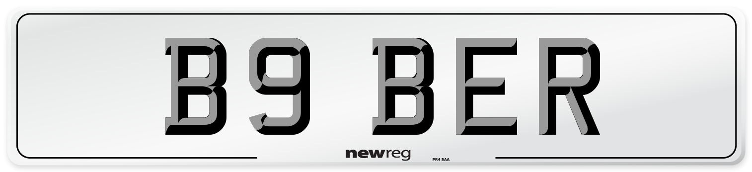 B9 BER Number Plate from New Reg